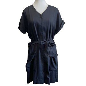 FRANK AND OAK BLACK BELTED MINI SHIRT DRESS 2510240 - XS